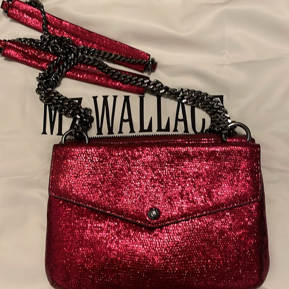 NEW! MZ Wallace Rouge Metallic LEATHER Greta Crossbody